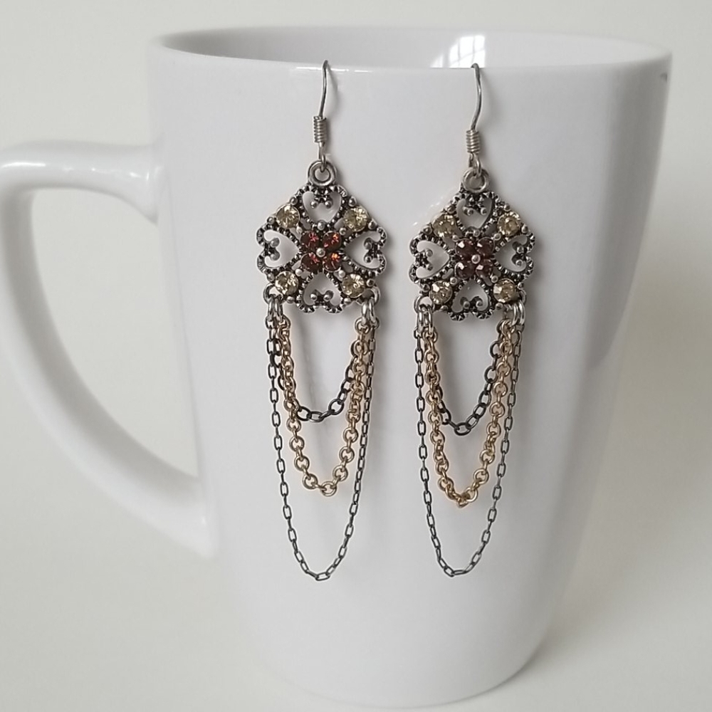 Unique and beautiful pair of chandelier earrings